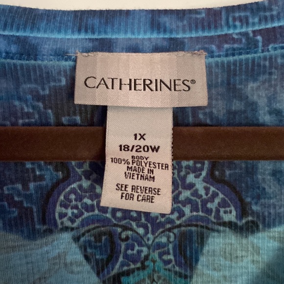 Catherines women’s plus size 1x 18-20 blue tunic shirt. Beautiful design. NWOT! - Picture 2 of 4